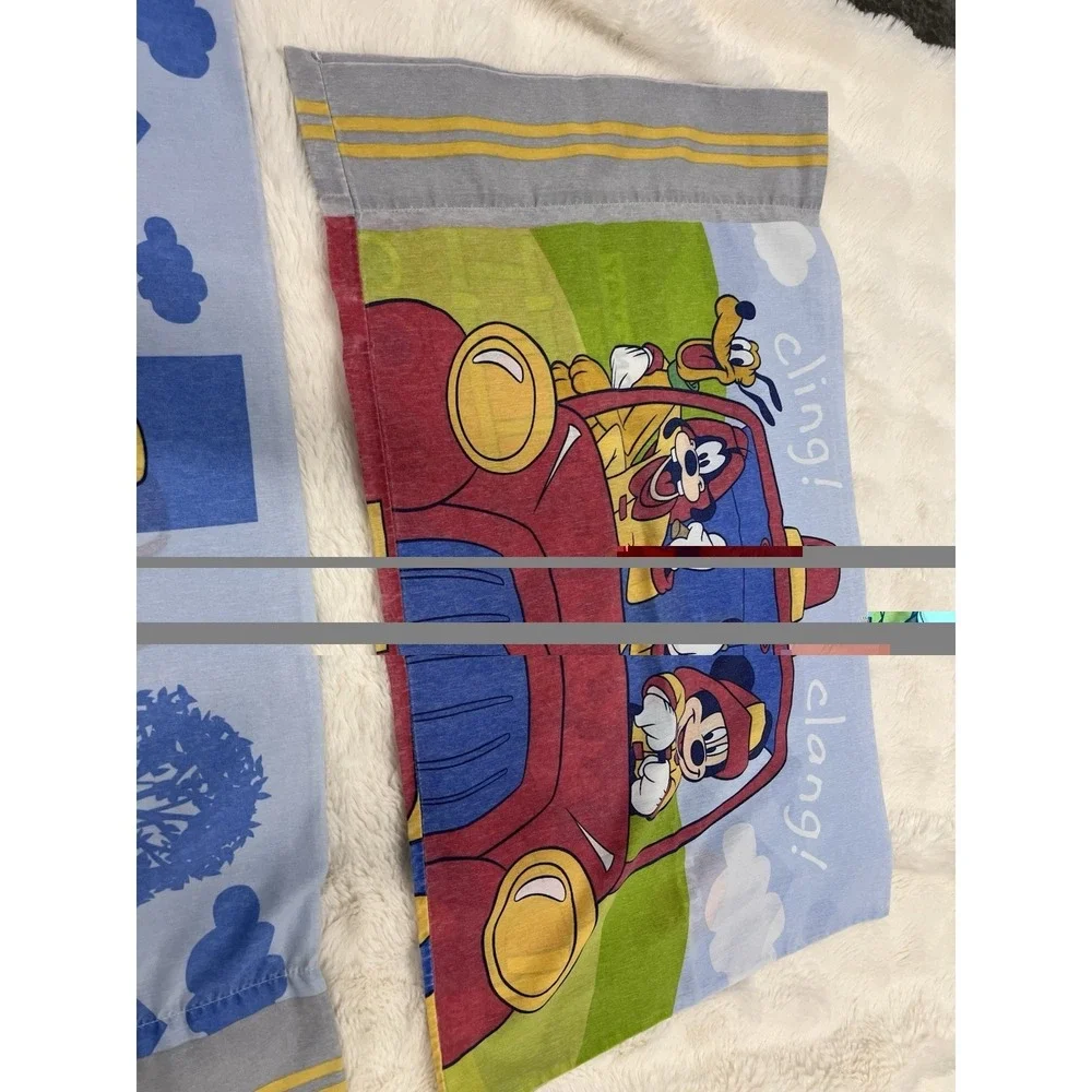Mickey Mouse & Goofy Fireman Vintage Fabric Pillow Case Disney Set 2
